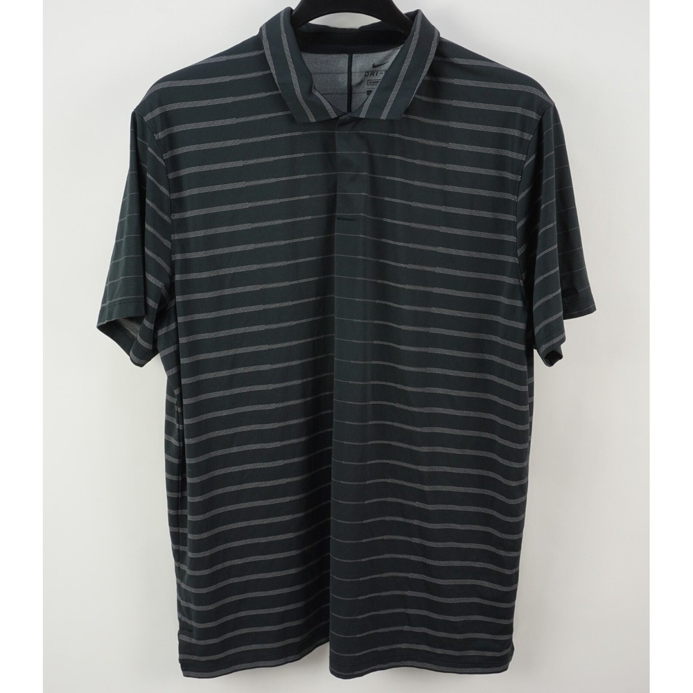 Nike Tiger Woods Performance Snap‎ Golf Polo Shirt Men's XL Blue White Striped